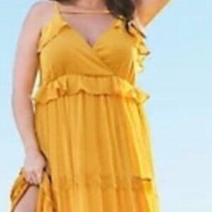TORRID YELLOW CHIFFON MAXI DRESS Plus Size: 00